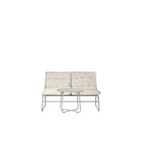 GARTEN-SET mit 2-Sitzer-Sofa und Couchtisch aus beigem Metall Kiet - Beige, Metall - Klast Home