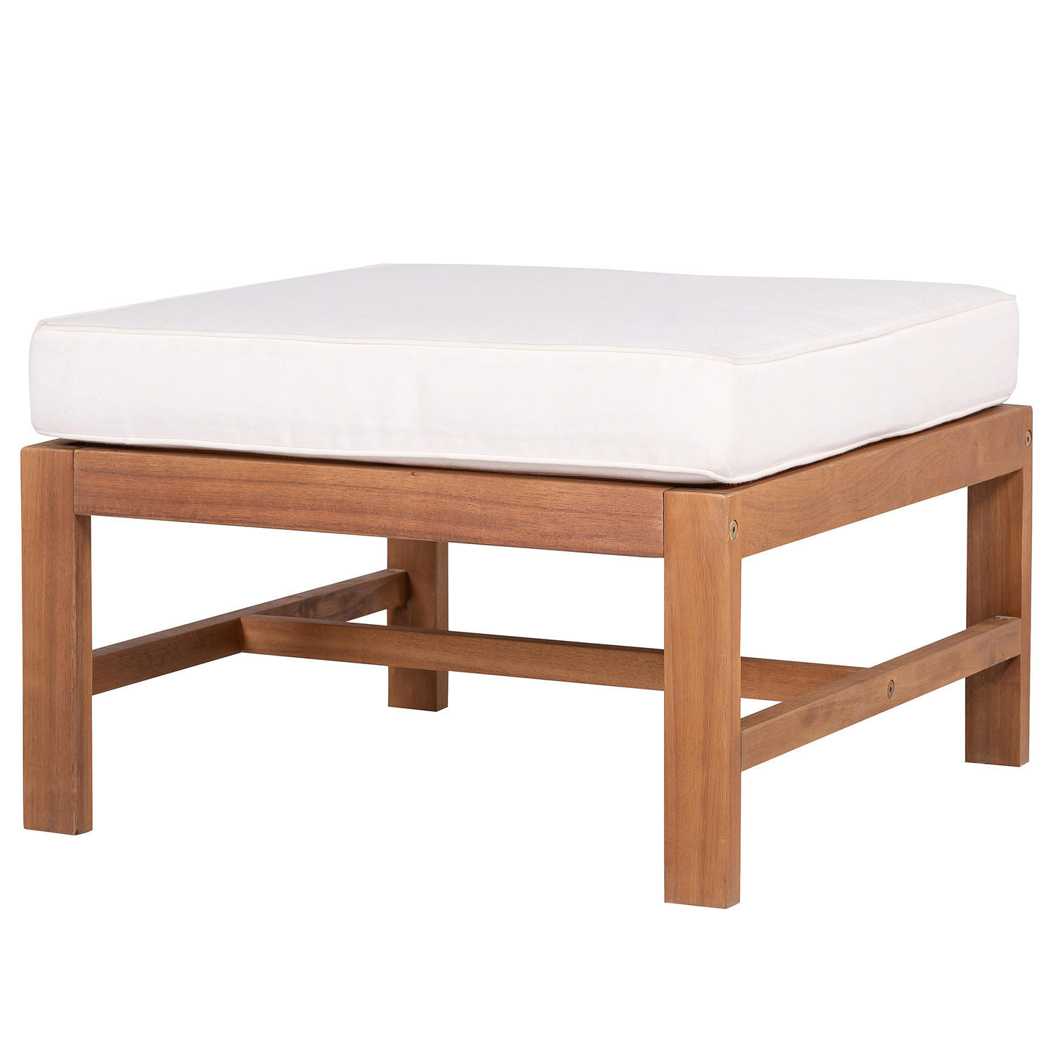 LOUNGEHOCKER - Akazie massiv / Polyester - Braun / Beige - Beige/Braun, Holz/Textil (60/60cm) - home24