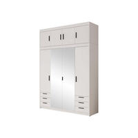 KLEIDERSCHRANK Elena 4D6S + Schrankaufsatz - Schwarz/Weiß, Holzwerkstoff/Kunststoff (177/246/53cm) - MIRJAN24