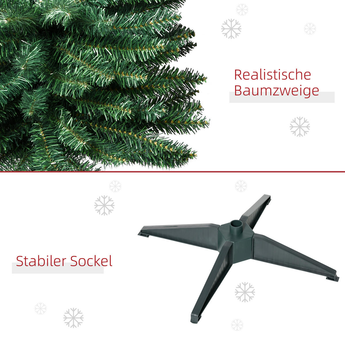 WEIHNACHTSBAUM 390 Spitzen Tannenbaum mit Kunststoffständer Grün - Grün, Kunststoff (180cm) - HOMCOM
