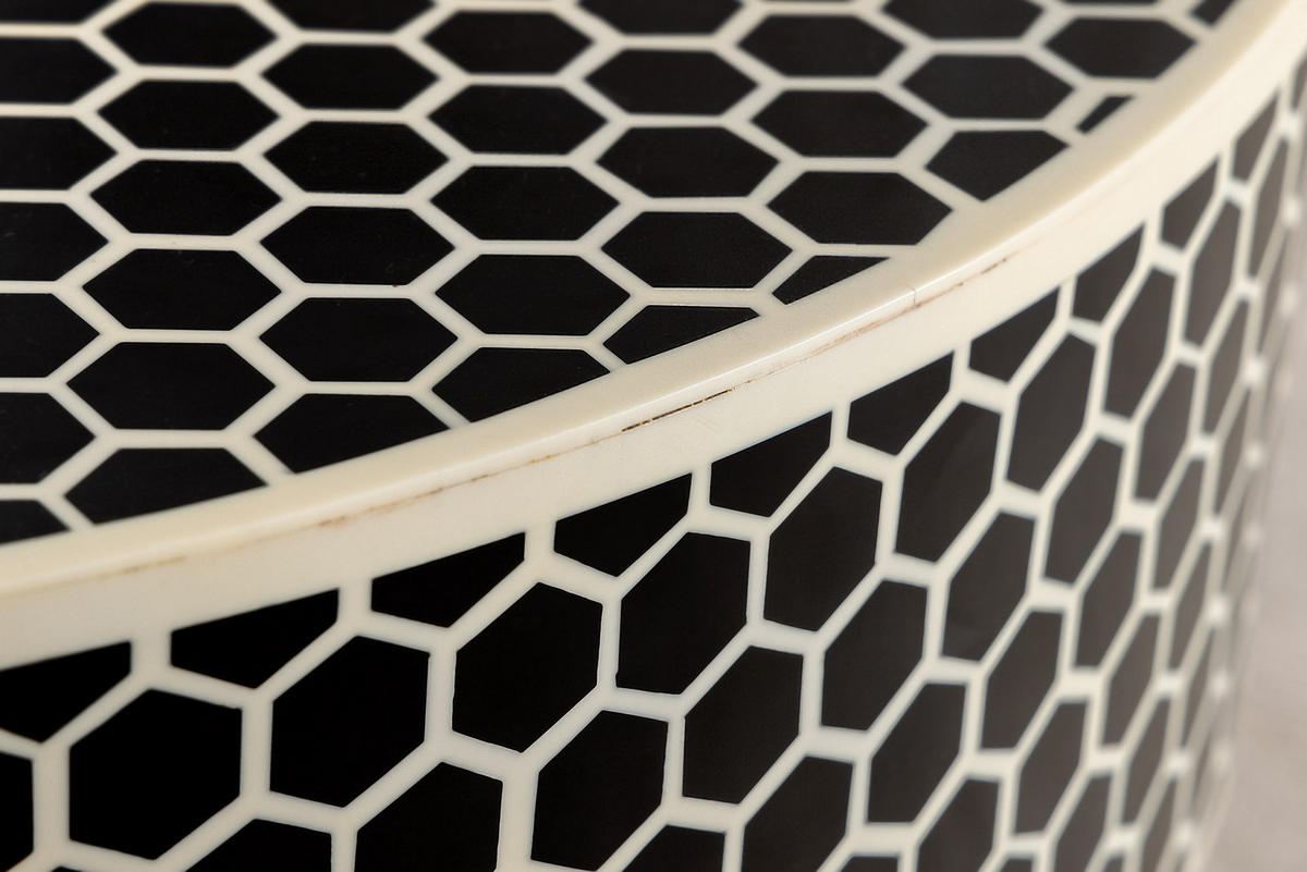 COUCHTISCH HARMONY NATURE Eisen rund Schwarz|Weiß 60cm - Goldfarben/Schwarz, Kunststoff/Metall (60/60/35cm) - riess-ambiente