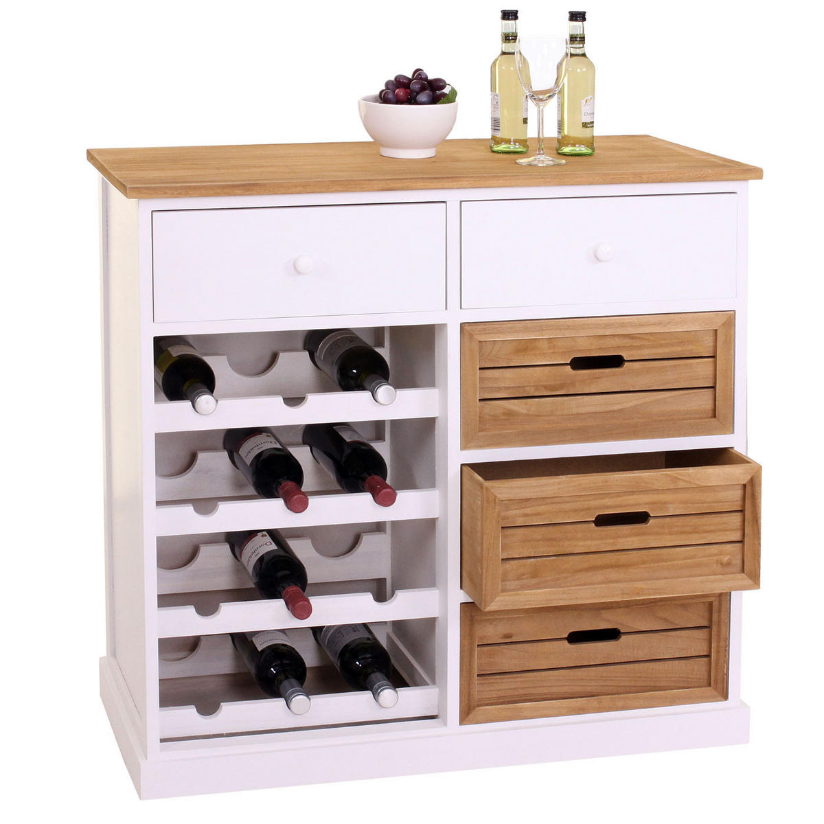 WEINREGAL MIT SCHUBLADEN Weiß, Braun - Weiß/Braun, Holz (87/86/37cm) - MCW