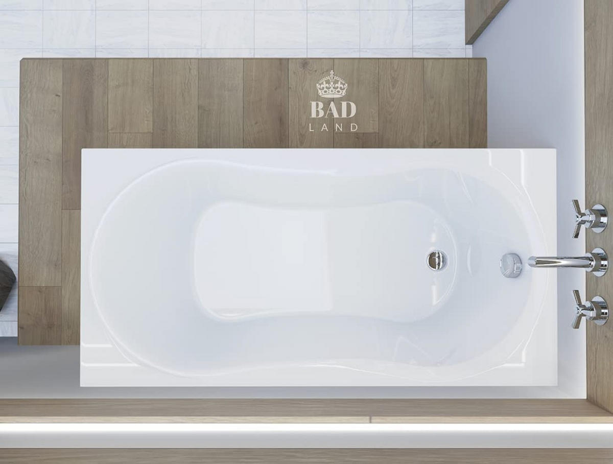 BADEWANNE Rechteck GRACJA 120/75 mit Schürze Ablauf Füße - Weiß, Kunststoff (75/54.5/120cm) - bad land