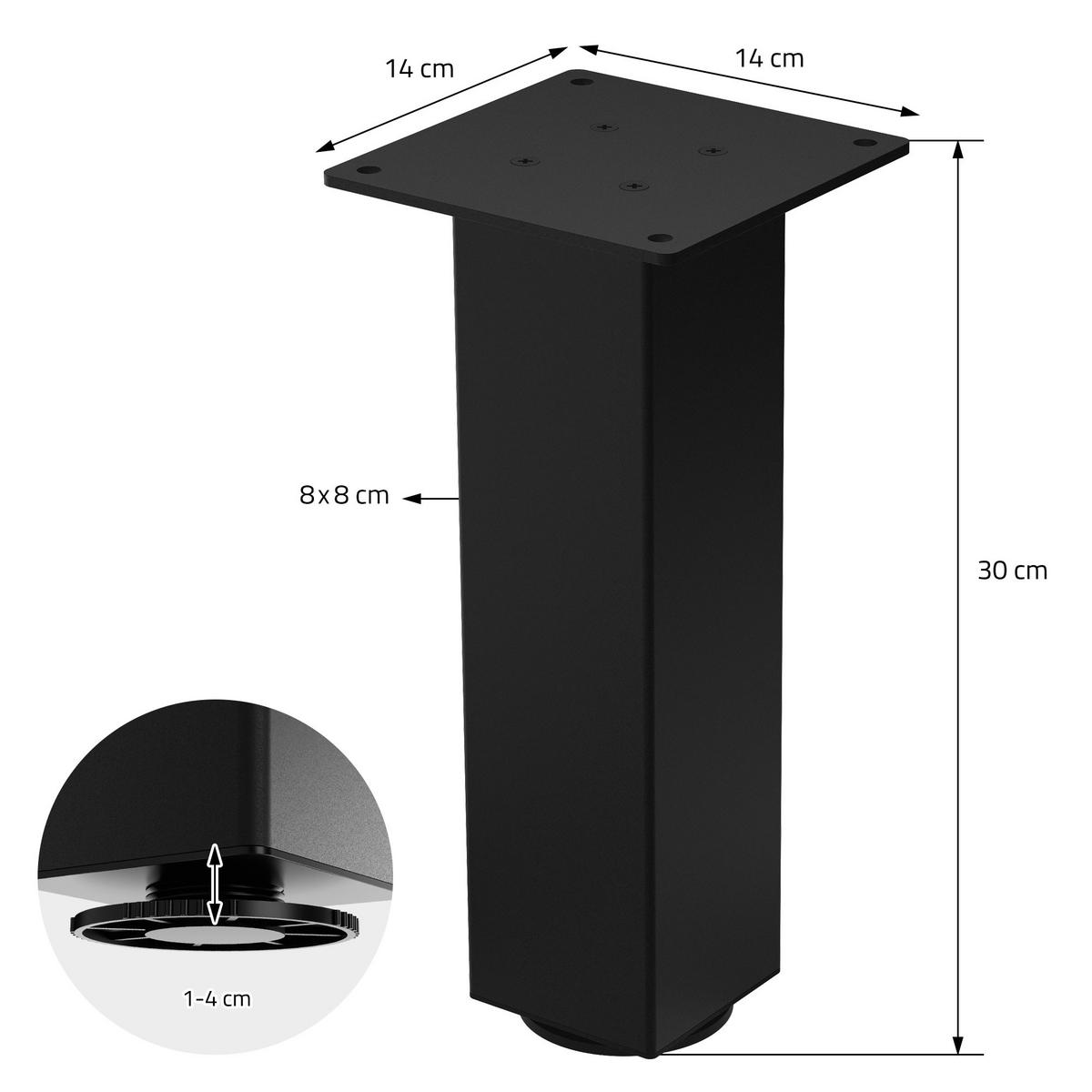 TISCHBEINE 4er Set I-Design H:30 cm Schwarz 8x8 cm - Schwarz, Metall (8/30/8cm) - ML-DESIGN