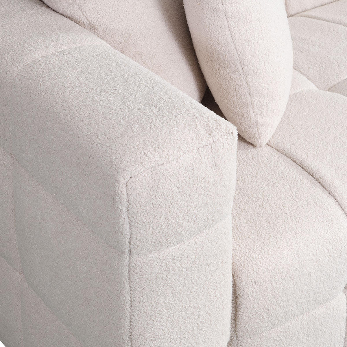 TEDDY Sessel Bouclé COMO - 132 x 92 cm Beige - Beige, Textil (132/68/92cm) - Home Deluxe