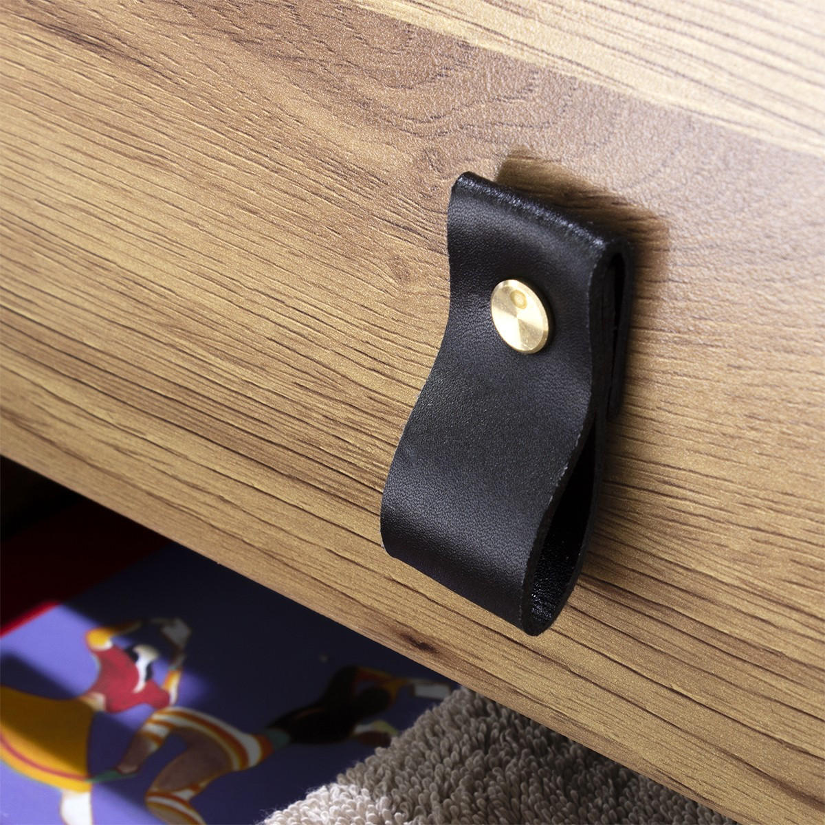 NACHTTISCH mit 2 Schubladen und Metallbeinen in Eichenoptik - Eschefarben, Holzwerkstoff (46/65.5/46cm) - Calicosy