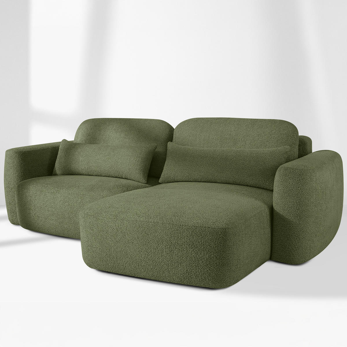 ECKSOFA rechts ELOSA - Olivgrün, Holz/Textil (245/165cm) - KONSIMO®