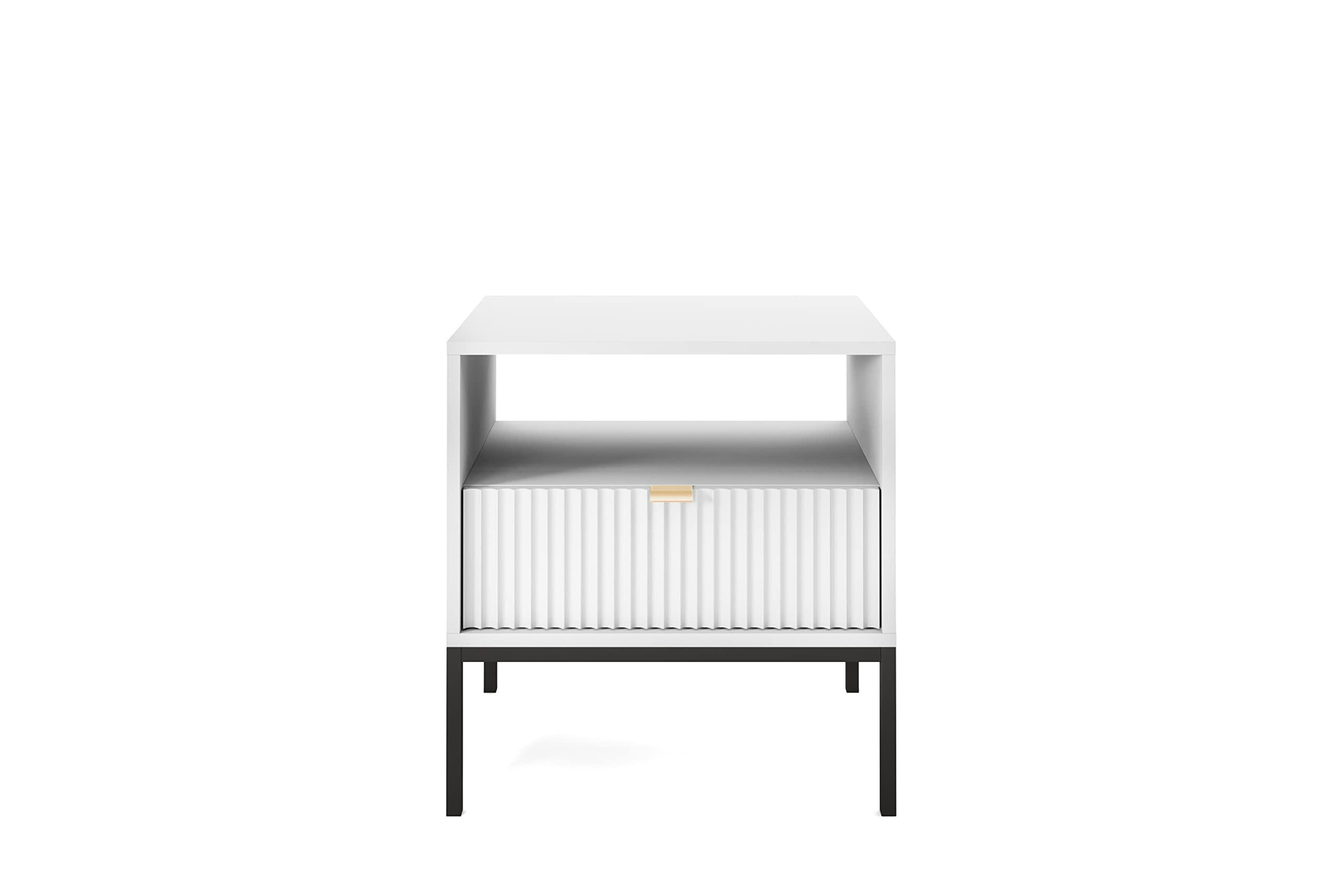 NACHTTISCH Font 54x56x39 cm - Modern Nachtschrank zum Schlafzimmer - EIN praktischer Commode aus Spanplatten - Weiß - Weiß, Holzwerkstoff (54/56/39cm) - Chilly