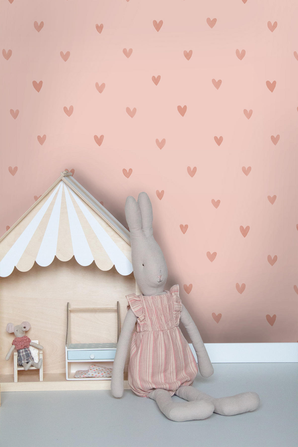 TAPETE Herzchen 53 cm x 10.05 m - Pink, Papier (53/0.1cm) - ESTAhome
