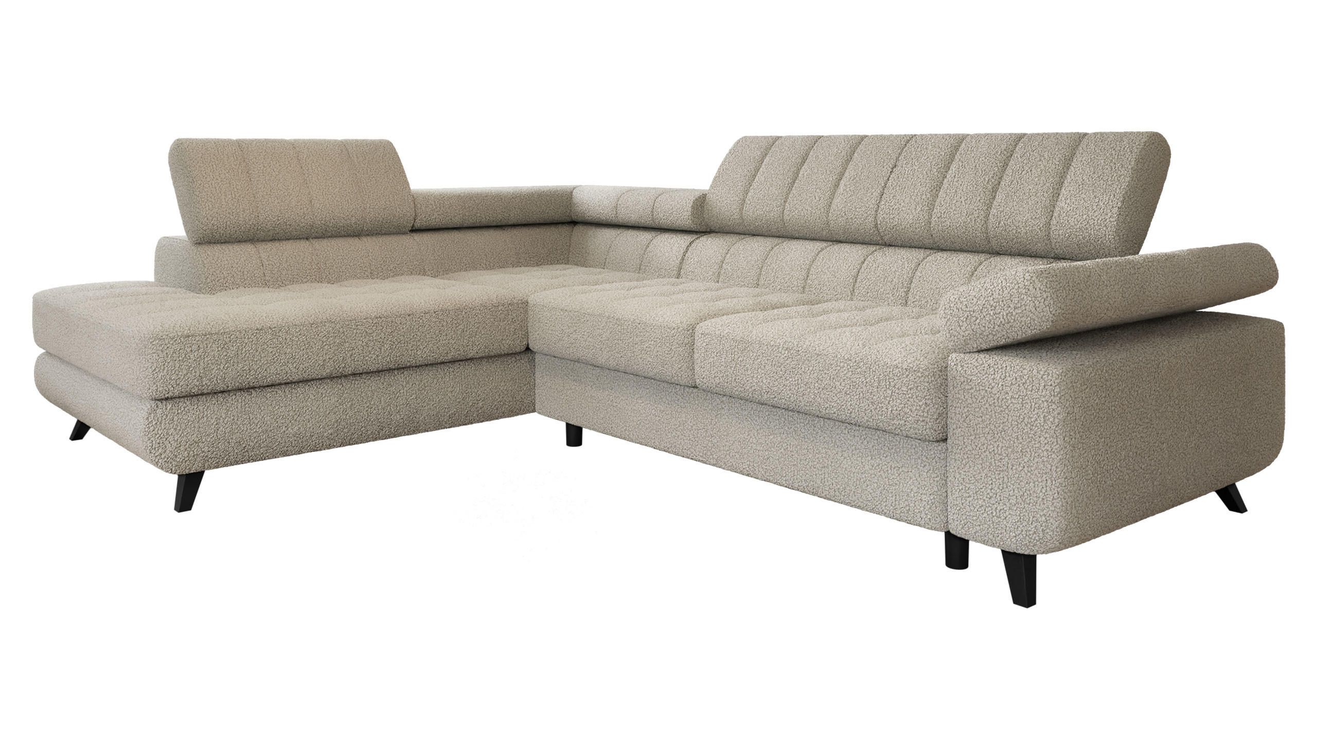 ECKSOFA Nord Premium, Seite: Links - Sandfarben/Anthrazit, Holz/Textil (264/203cm) - MIRJAN24