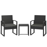 BISTROSET 3-teilig DE-06749 mit Couchtisch & Kissen Dunkelgrau - Dunkelgrau, Kunststoff/Metall - ComfortXL