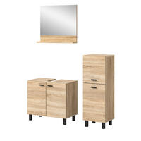 BADMÖBEL-SET Eiche 3-teilig 100 cm, Komplettset hängend oder stehend - Eichefarben, Glas/Holzwerkstoff (102/186/33cm) - Inn.Furn