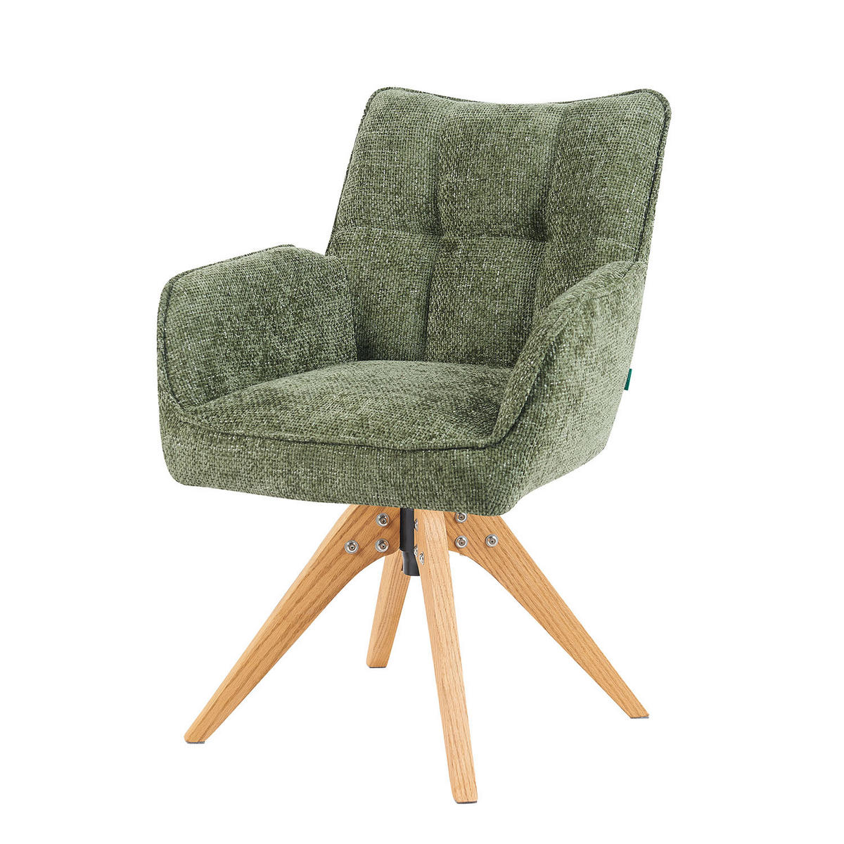 DREHSTUHL Mika-Theo - Honigeiche/Grün, Eichenholz/Holz (59/84/66cm) - DUBI Möbel