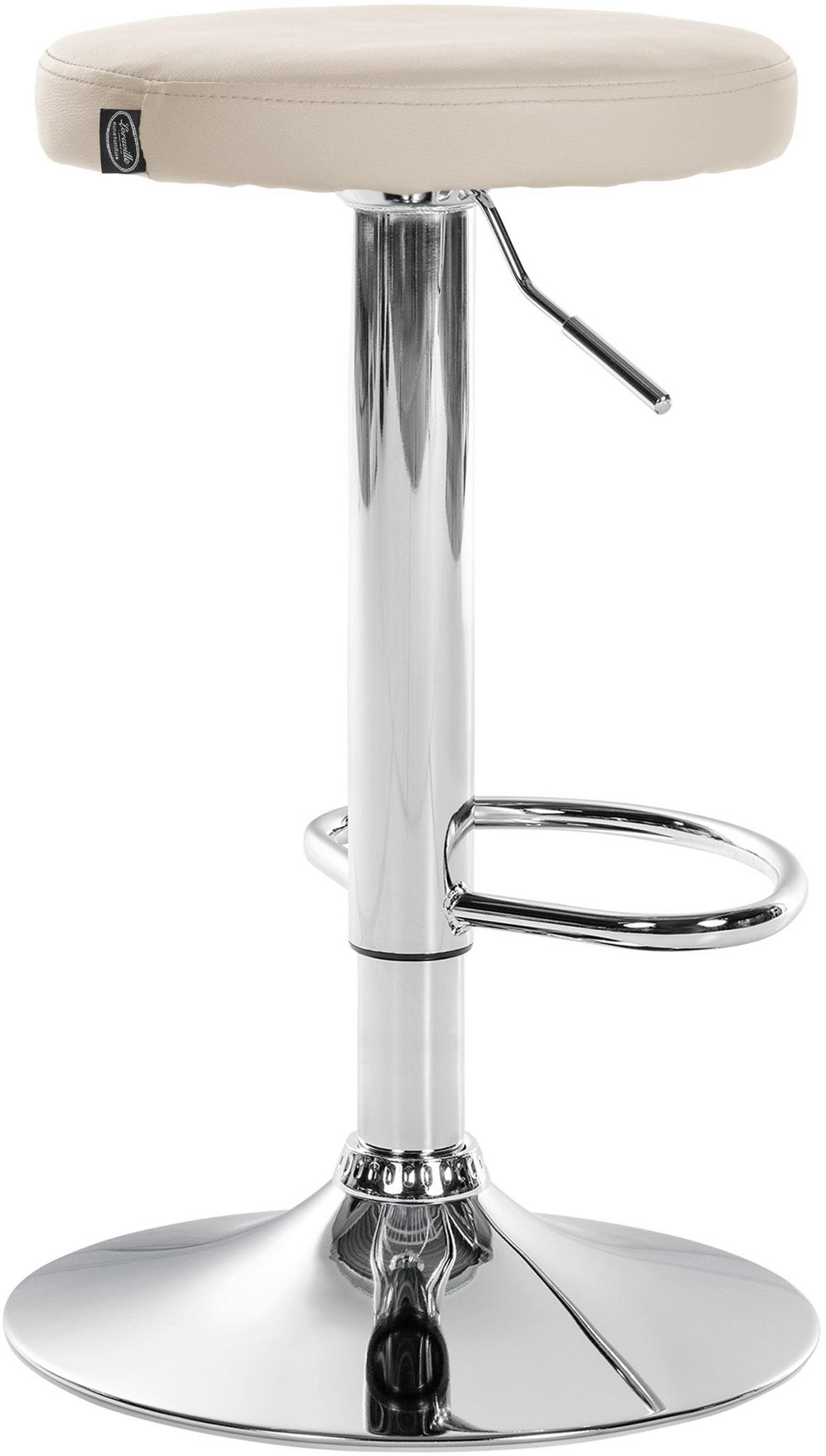 BARHOCKER Pontius Kunstleder chrom creme - Chromfarben/Naturfarben, Kunststoff/Metall (38.5/81/38.5cm) - TPFLiving