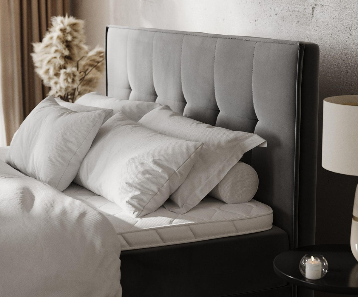 BOXBETT Tivra 200/200 cm Grau im Kronos Stoff - Schwarz/Grau, Holz/Holzwerkstoff (200/200cm) - AltaBeds