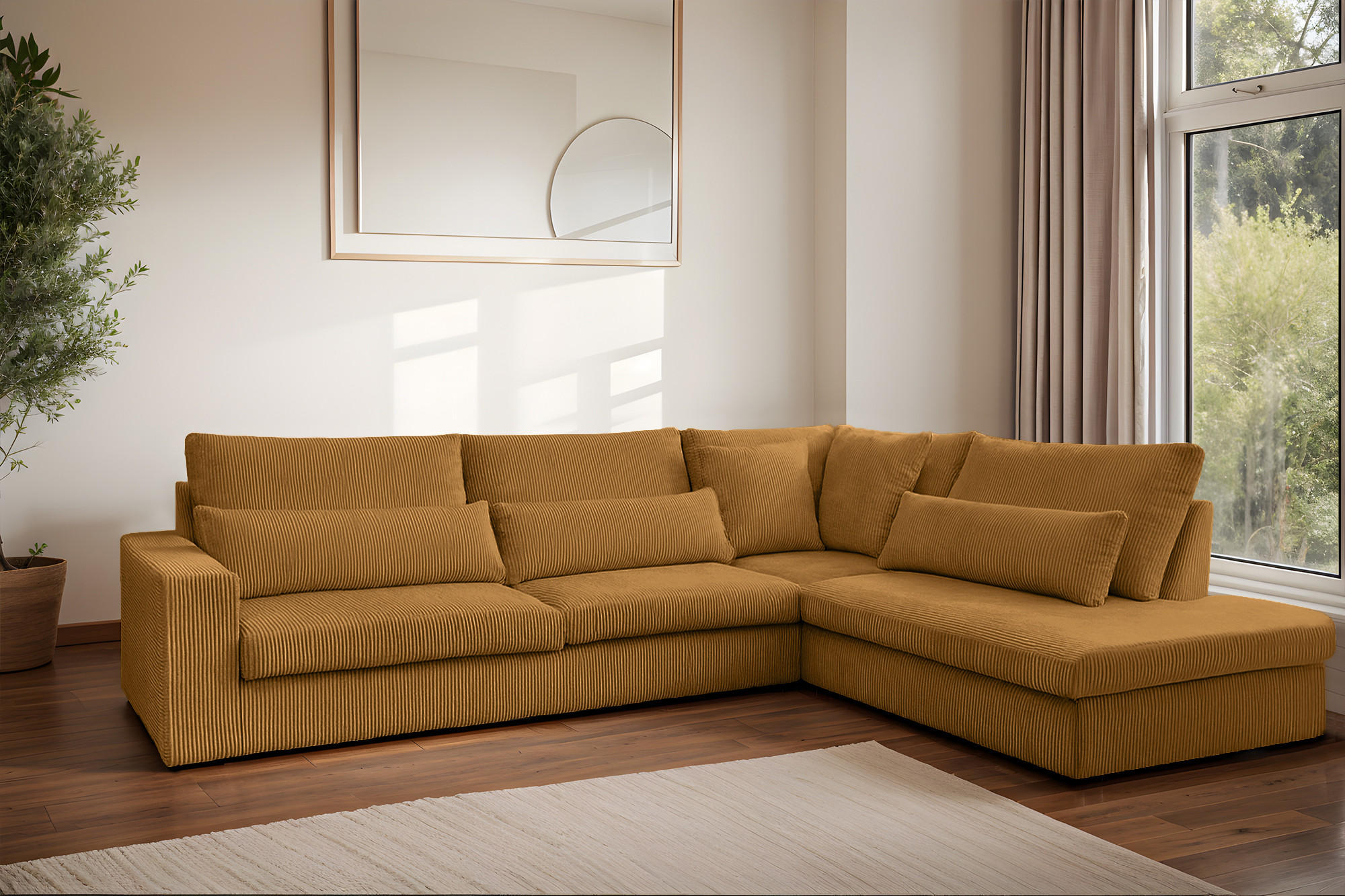 ECKSOFA L-Form SVEN Stoff Poso Senffarbe Rechts - Currygelb, Textil (315/245cm) - Kaiser Möbel