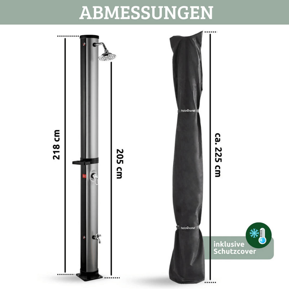 SOLARDUSCHE Outdoor 35 Liter Solar Gartendusche - Schwarz, Kunststoff (19/218/19cm) - DELUKE