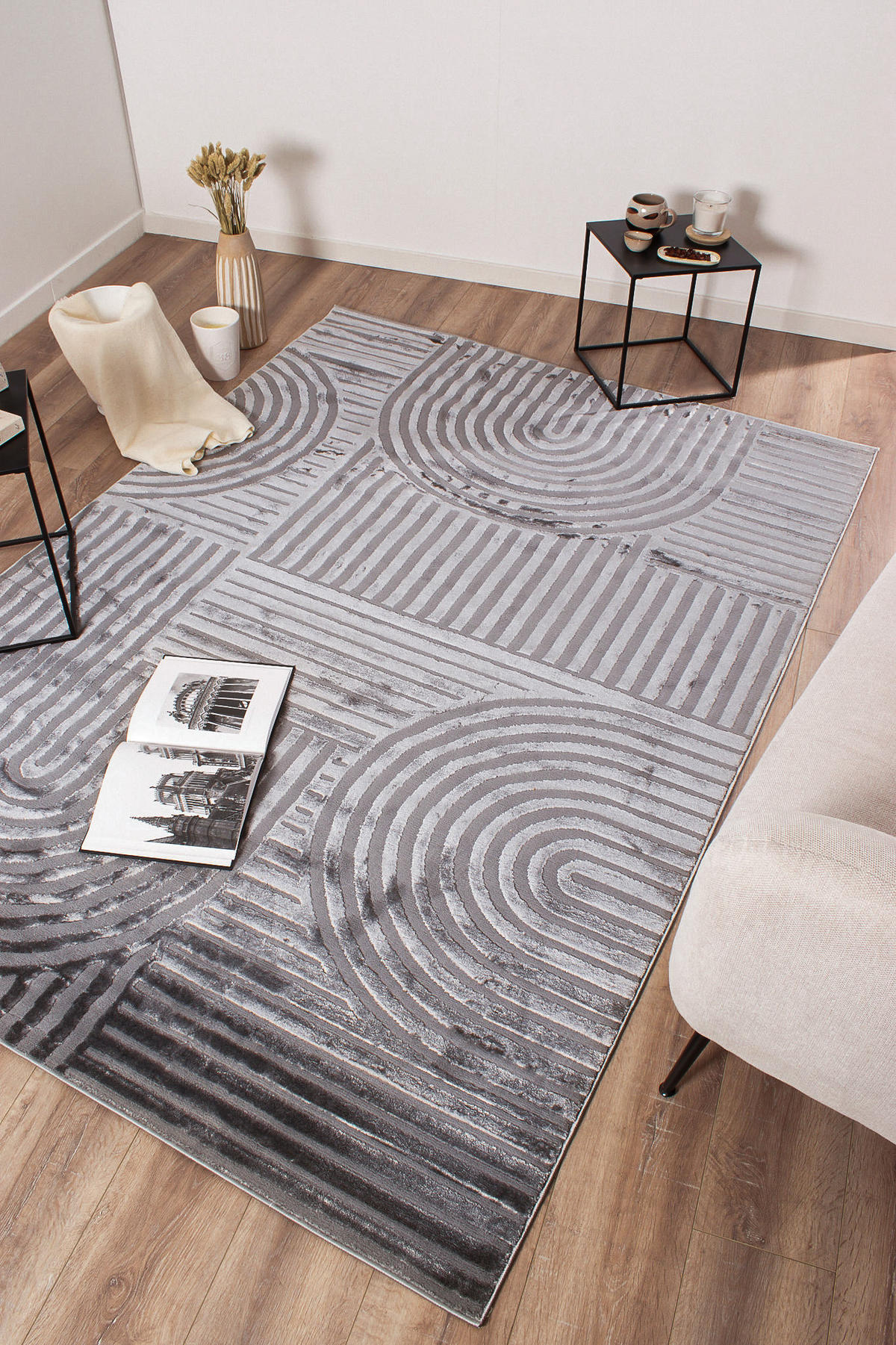 TEPPICH mit Bogenmuster in Grau Bianca 200x290 cm - Grau, Textil (200/290cm) - Nazar Rugs