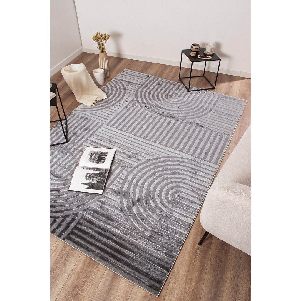 Thumbnail - Nazar Rugs Teppich, Grau, Textil, Grafikmuster, Rechteckig, 80x150 cm, für Fußbodenheizung geeignet, in verschiedenen Gr...