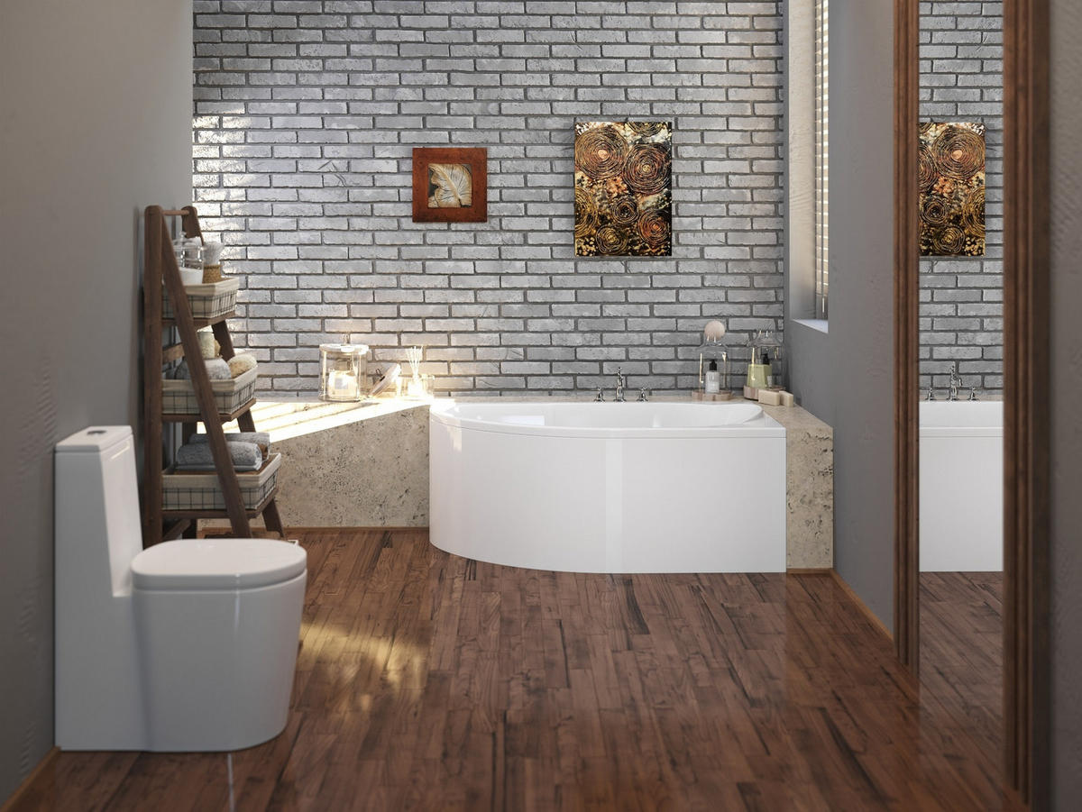 BADEWANNE Eckwanne MIKI 140/70 Rechts Ablauf & Füße - Weiß, Kunststoff (70/55.5/140cm) - bad land