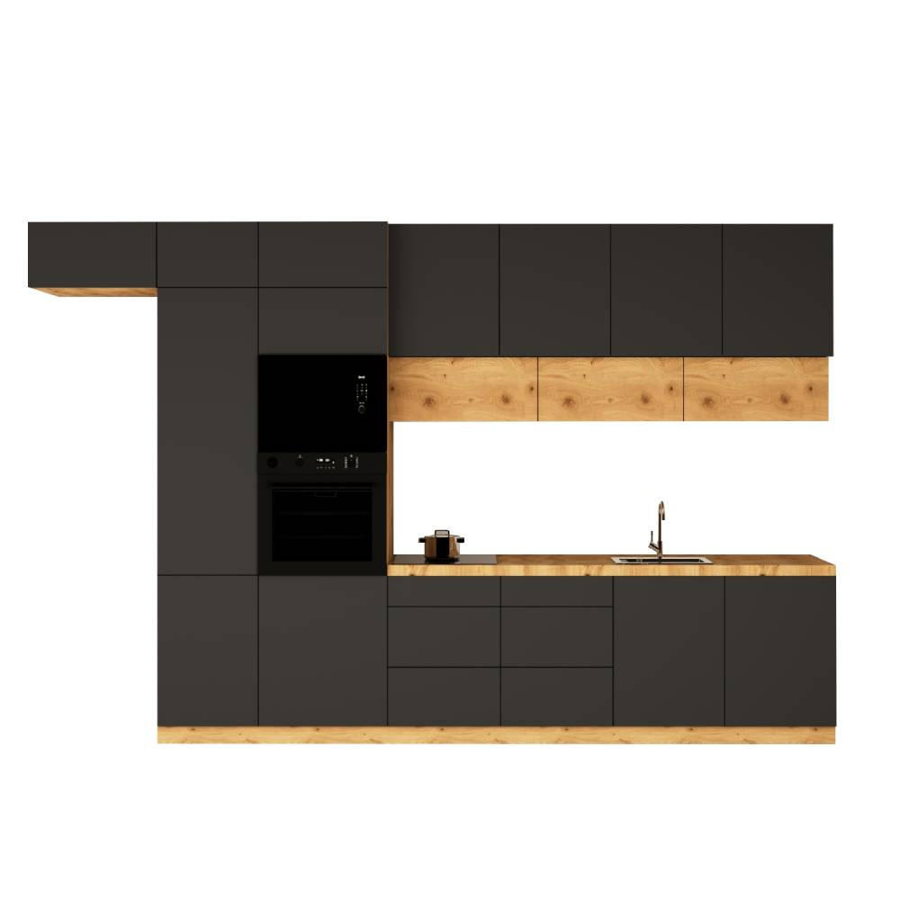 KÜCHENZEILE 400 cm - Langen K18-M400 - in Artisan Eiche/Grau - Grau, Holz (400/248/58cm)