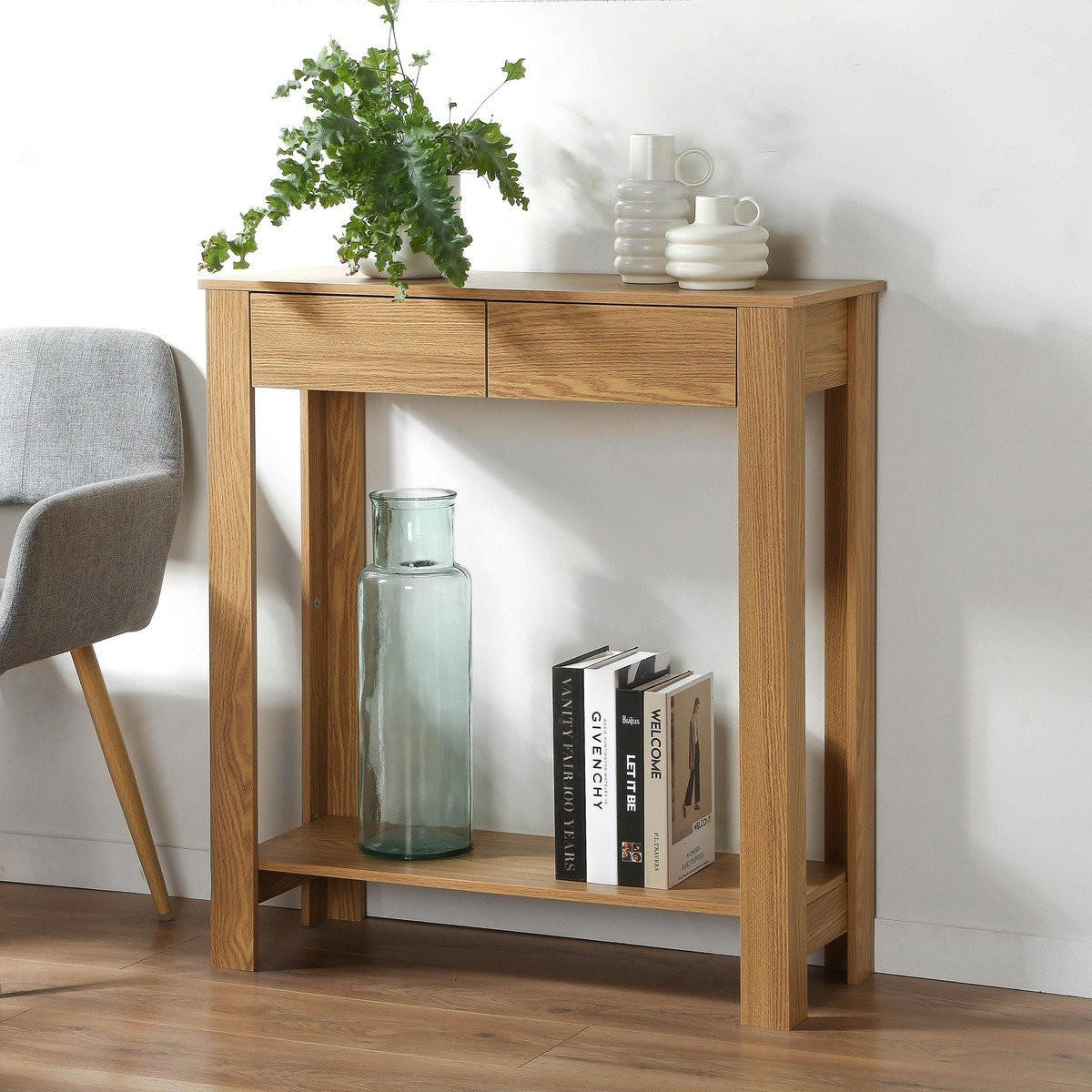 KONSOLE mit 2 schubladen in eichenoptik 79/29/86,5 cm - Apfelbaumfarben, Holzwerkstoff (79/29/86.5cm) - Calicosy