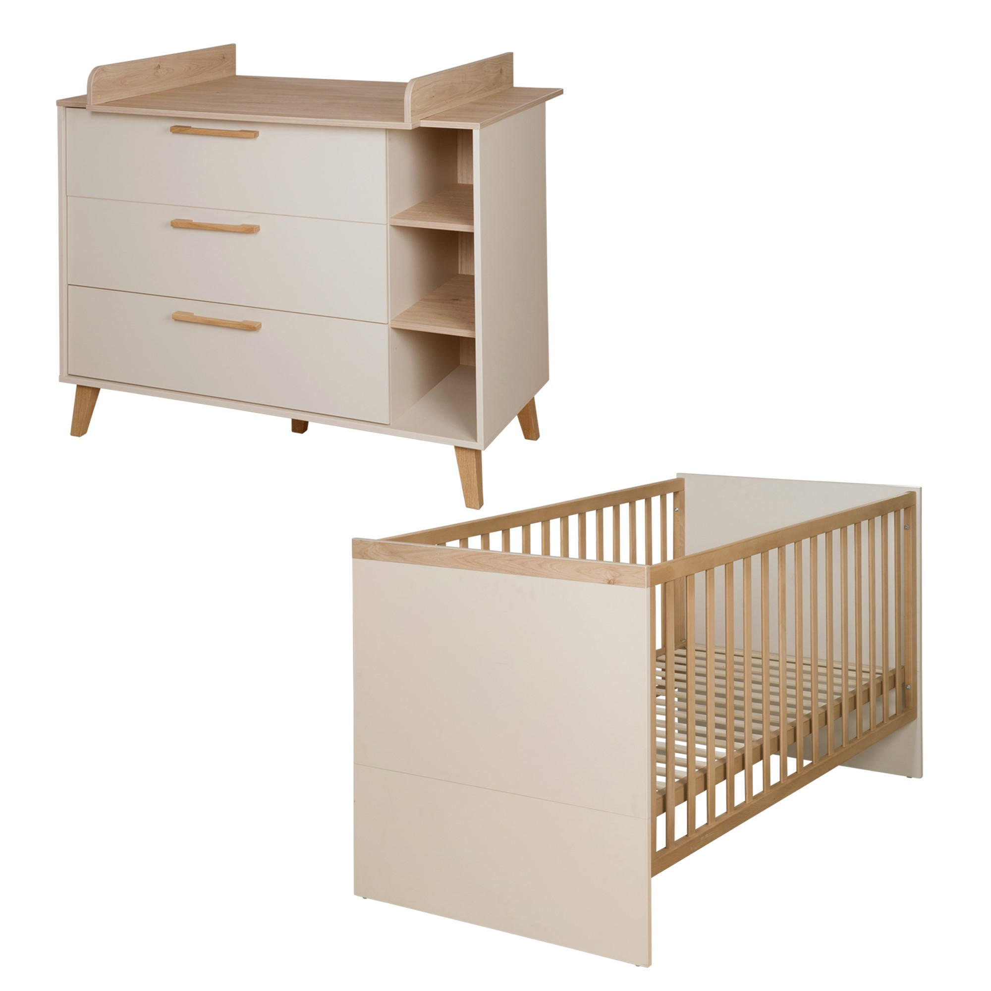BABYZIMMER SET Jil 2-teilig - Kastanienfarben/Kaschmir, Holz/Holzwerkstoff (117/103/78cm) - Roba