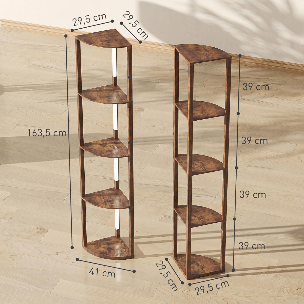 STEHLEUCHTE MDF Rustikal-Braun - Braun, Holzwerkstoff (41/29.5/163.5cm) - HOMCOM