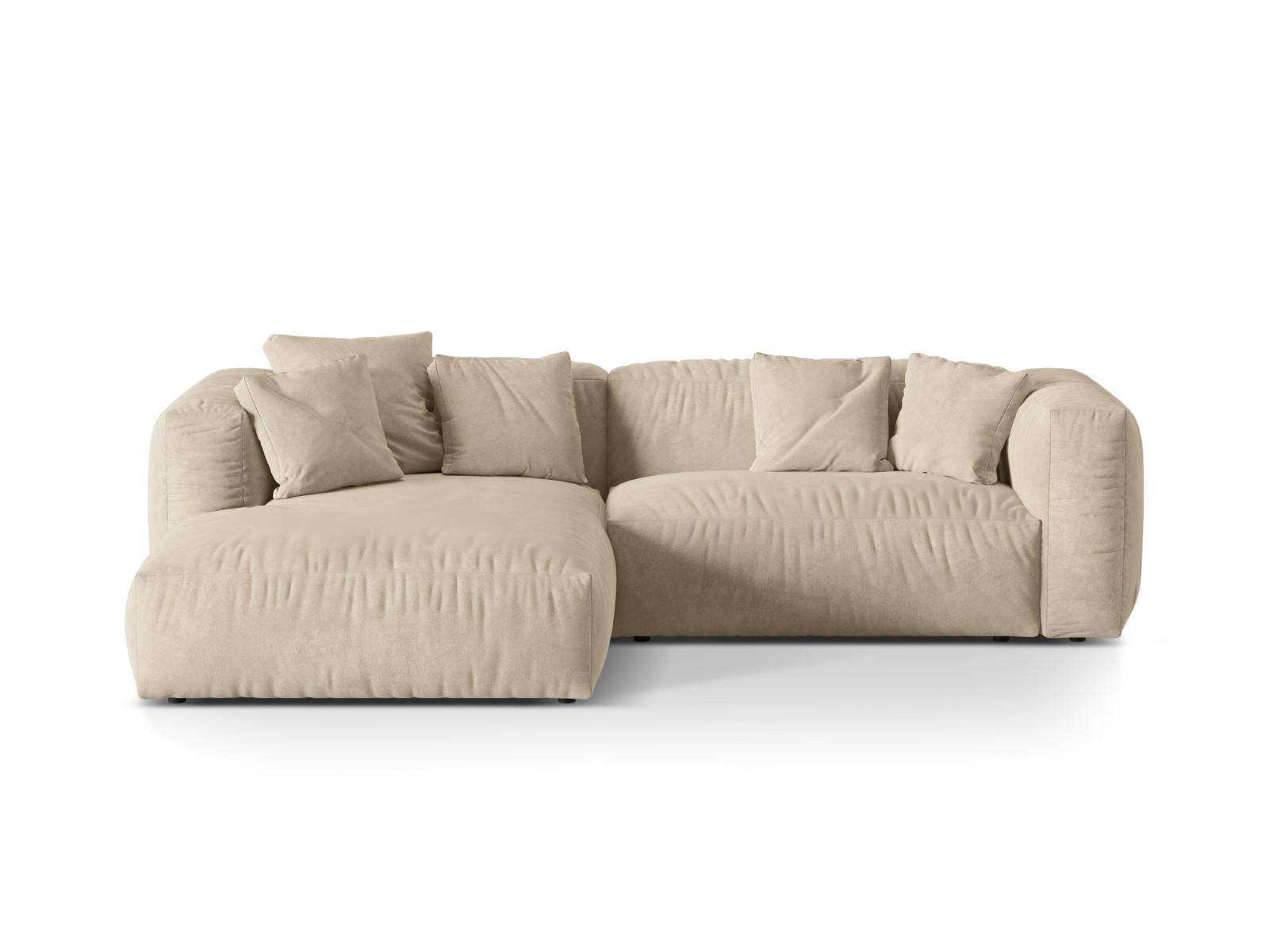 ECKSOFA modular links Martina aus Samt leichtes beige 2 Sitzplätze - Creme, Textil (176/283cm) - Micadoni