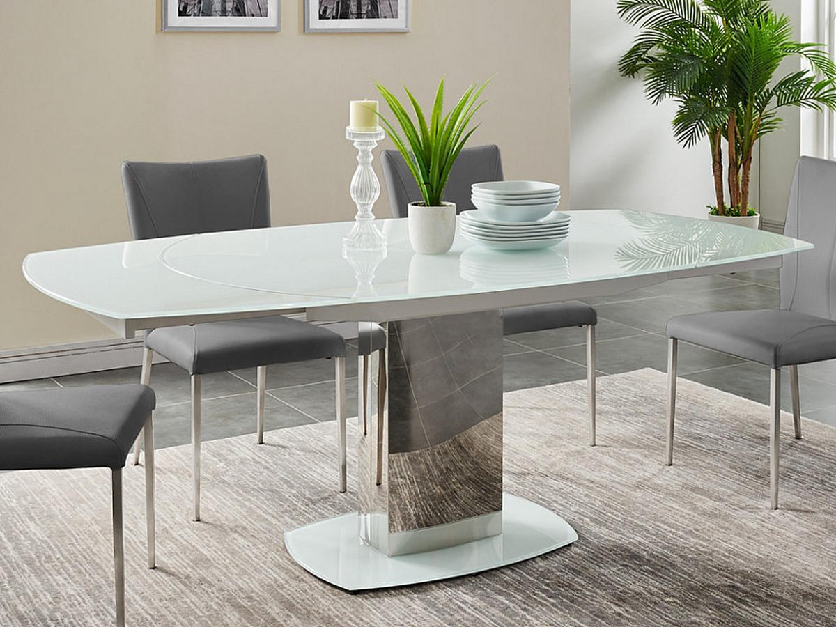 ESSTISCH - 6 Personen, 8 Personen - Glas - Weiß - TALICIA - Weiß, Glas (105/130/75cm) - Vente-Unique