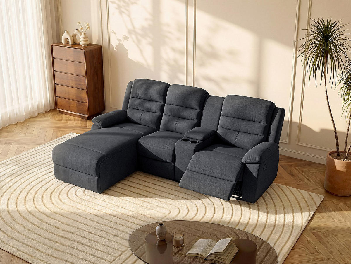 RELAXSOFA - 4 Personen - Stoff - Anthrazitgrau - - Anthrazit, Textil (231/102/172cm) - Vente-Unique