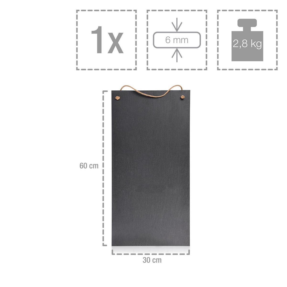 SCHIEFERTAFEL - mit Kreise 60x30 cm - Schwarz, Naturmaterialien (30/0.5/60cm) - Sänger