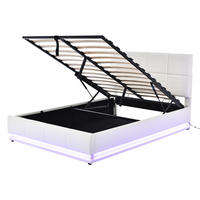 POLSTERBETT 140x200 cm LED Stauraum weiß - Weiß, Textil (140/200cm) - LEBENLANG