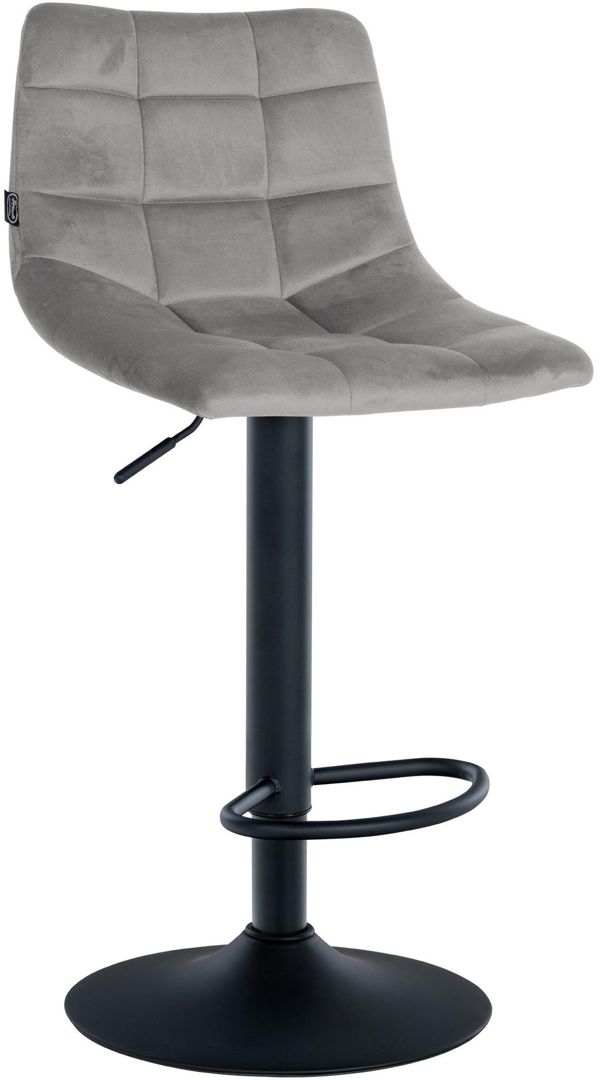 BARHOCKER Samt grau - Schwarz/Grau, Textil/Metall (43/87/46.5cm) - CLP