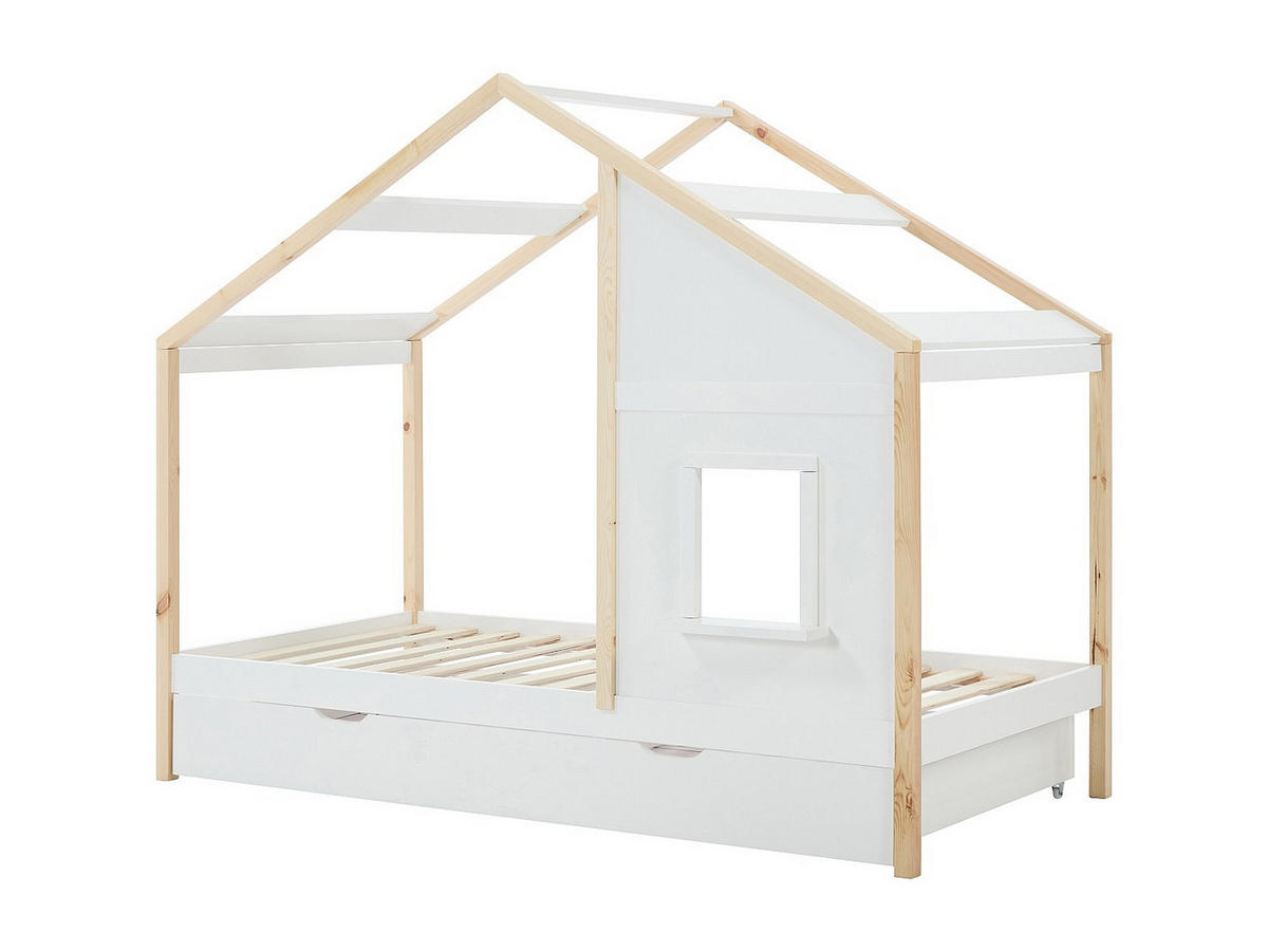HAUSBETT - 1 Person - holz - weiß Rinelya - Weiß, Holz (90/190cm) - Vente-Unique