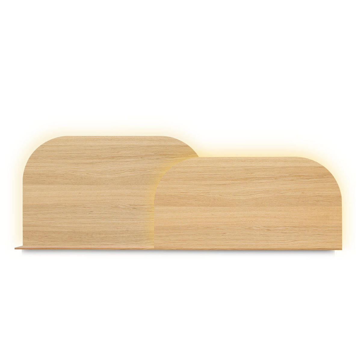 KOPFTEIL Alba mit Licht 180cm - Eichefarben/Grau, Holz/Textil (180/60/14cm) - Woodendot