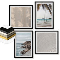 WANDBILDER 4er-Set - 50x50 cm & 40x60 cm Schwarzer Rahmen - Sommerlicher Sandstrand mit Meerblick - Schwarz, Kunststoff (50/50cm) - ArtPrintCave