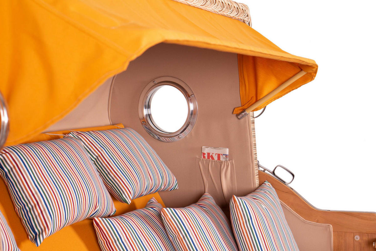 STRANDKORB XXL Baltikum mit Bullaugen - Gelb/Braun, Metall (170/170/95cm) - Mr. Deko