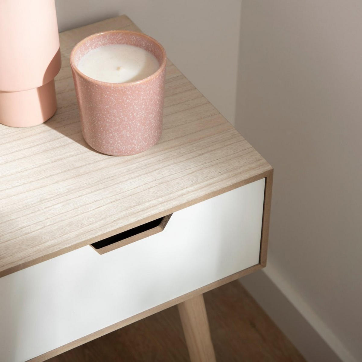 NACHTTISCH MIT 1 SCHUBLADE Nara Zweifarbig 34 cm x 51 cm - Multicolor, Holzwerkstoff (34/51/34cm)