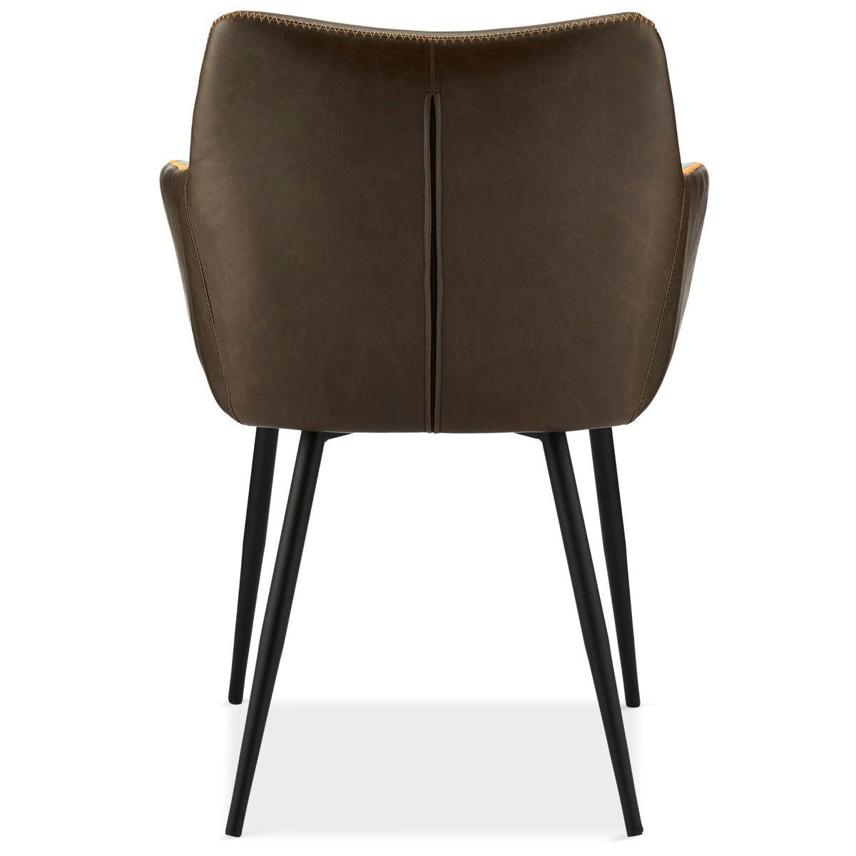 ARMLEHNSTUHL-SET 2 Stück in Kunstleder - Schwarz/Braun, Textil/Metall (56/81/56cm) - Furnhouse