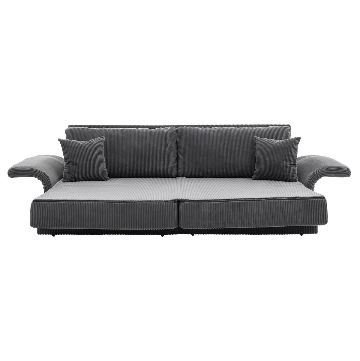SOFA mit Schlaffunktion 182 x 88 x 84 cm Cord Grau - Grau, Metall (182/84/88cm) - Meubliv