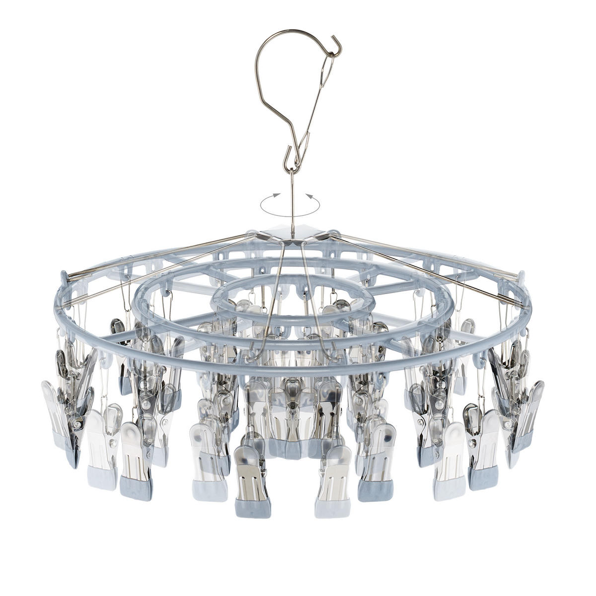 SUŠIČKA ponožiek - strieborná, kov/plast (33.5/29/33.5cm) - Relaxdays