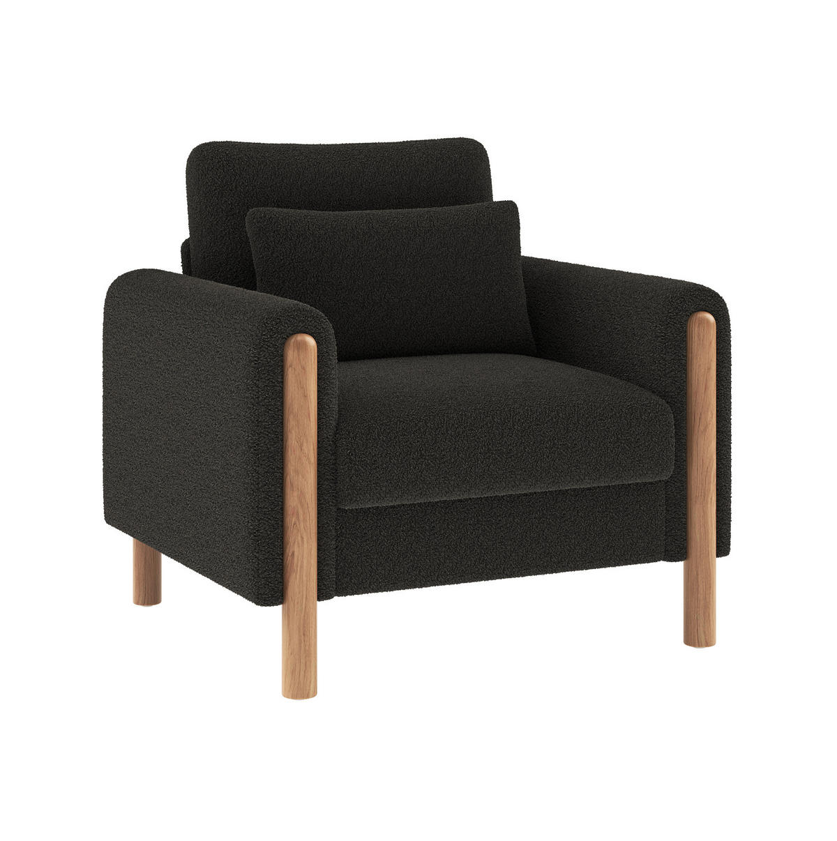 RELAXSESSEL 87/83/88,5 cm dunkelgrau aus Teddy mit dickem Sitzkissen - Dunkelgrau, Textil (83/88.5/87cm) - OKWISH