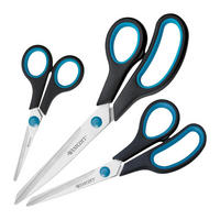 SCHERENSET 3-tlg Edelstahl Softgriff Universalschere Büroschere Schwarz Blau - Blau/Silberfarben, Kunststoff/Metall (25cm) - JUNG