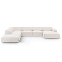 PANORAMASOFA links Jodie aus strukturiertem Stoff leichtes beige 7 Sitzplätze - Beige, Textil (262/70/364cm) - Micadoni