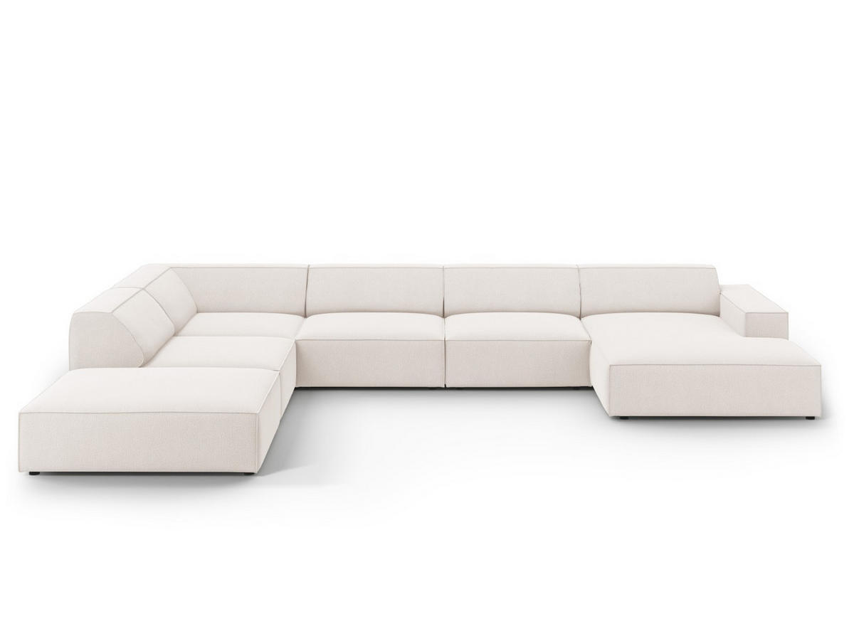PANORAMASOFA links Jodie aus strukturiertem Stoff leichtes beige 7 Sitzplätze - Beige, Textil (262/70/364cm) - Micadoni