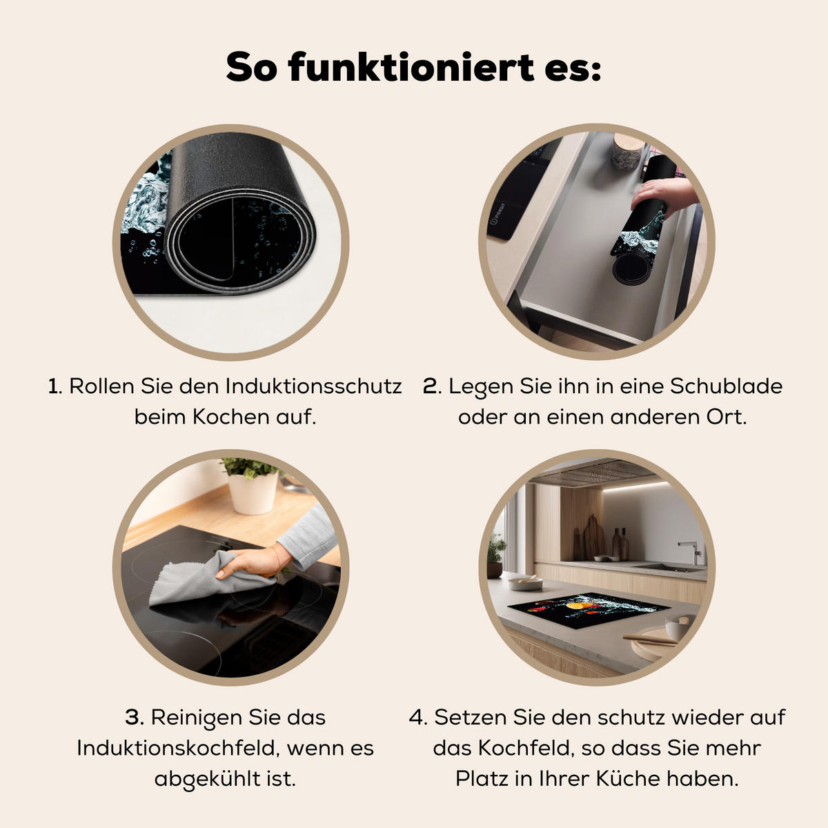 HERDABDECKPLATTE Wasser - Obst - Orange - Erdbeere - Kirsche - Schwarz 58x51 cm - Orange, Kunststoff (58.3/51.3/0.2cm) - MuchoWow