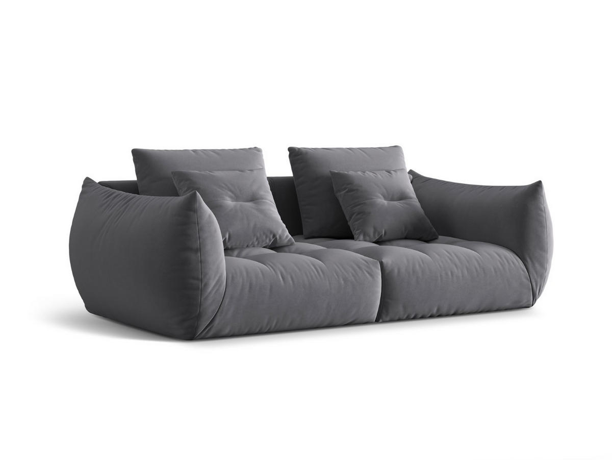 SOFA modular Bloom aus Samt dunkelgrau 3 Sitzplätze - Dunkelgrau, Textil (106/95/232cm) - Micadoni