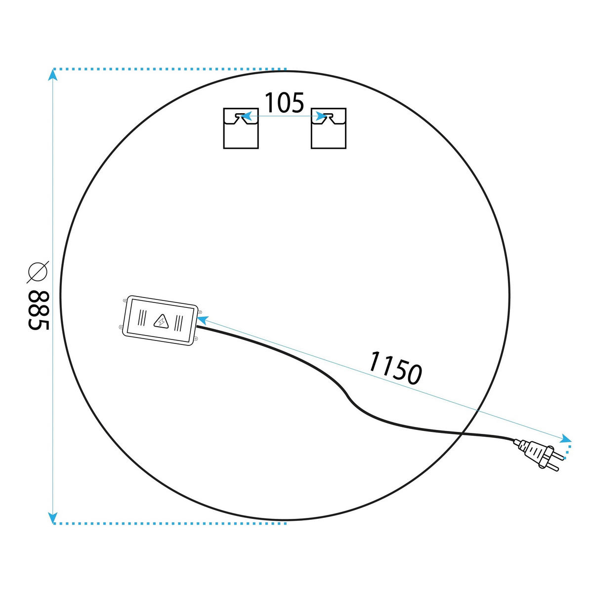 SPIEGEL Rea Led 90cm Hzj090 - Weiß, Glas (90/90/2cm) - REA