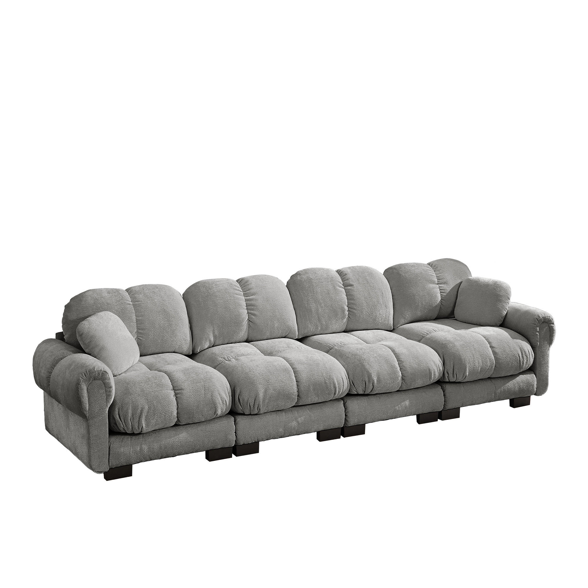 SOFA modular Chenille Hellgrau - Hellgrau, Holz (86/90/330cm) - Meubliv